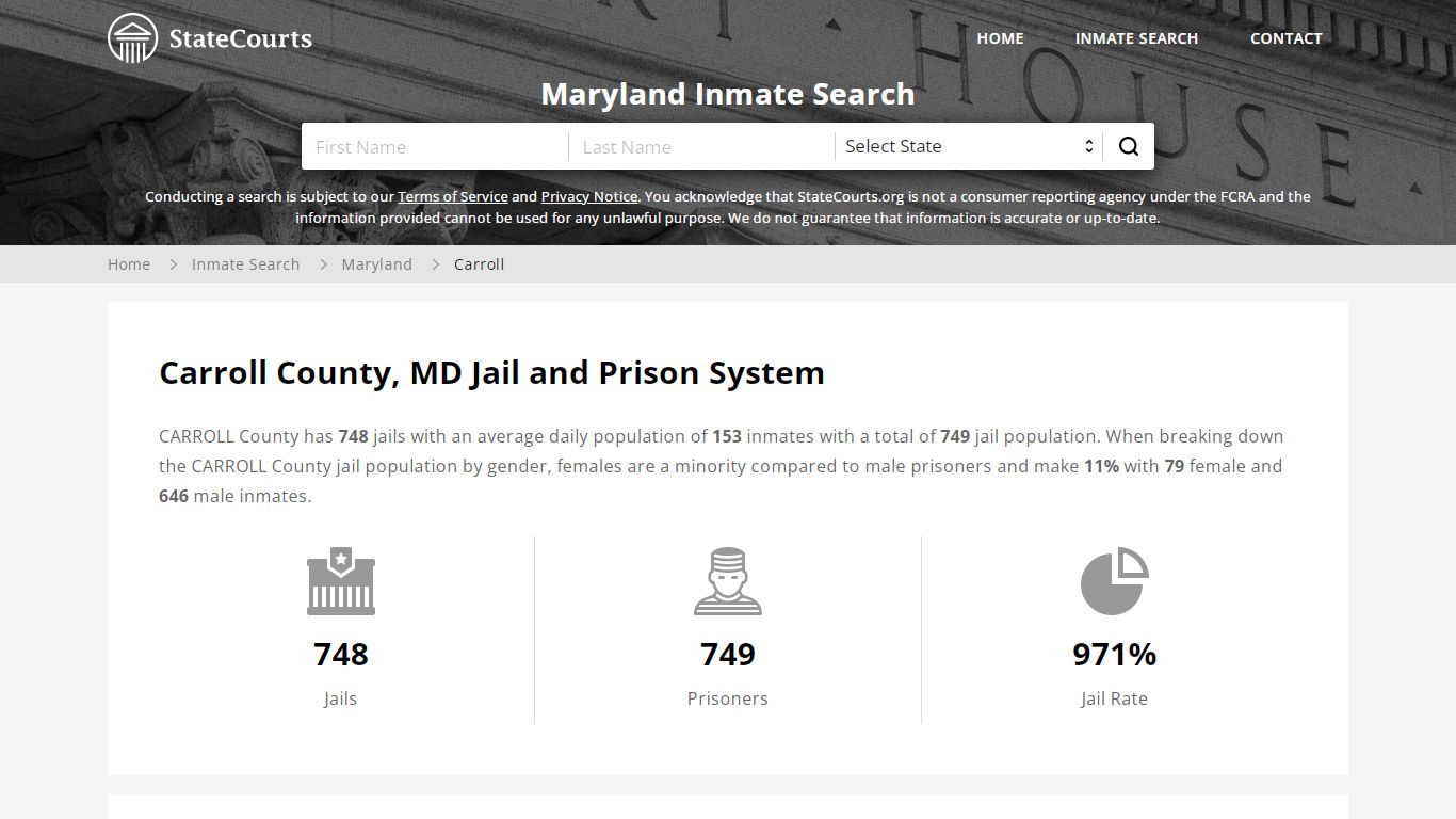 Carroll County, MD Inmate Search - StateCourts